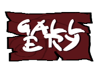  a dark brown wood sign reading gallery